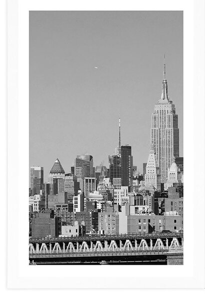 Plakat s paspartuom magični New York u crno-bijelom dizajnu