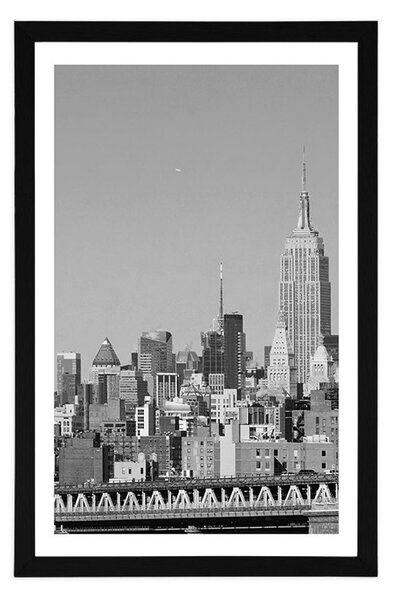 Plakat s paspartuom magični New York u crno-bijelom dizajnu