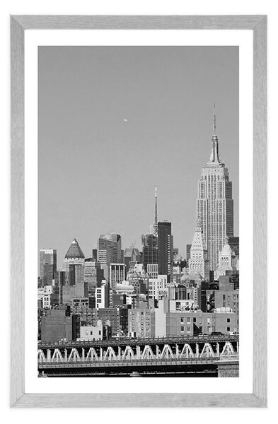Plakat s paspartuom magični New York u crno-bijelom dizajnu