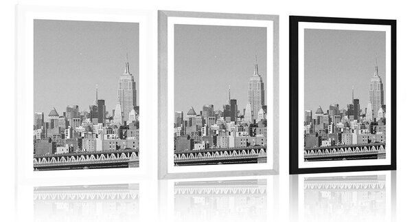 Plakat s paspartuom magični New York u crno-bijelom dizajnu
