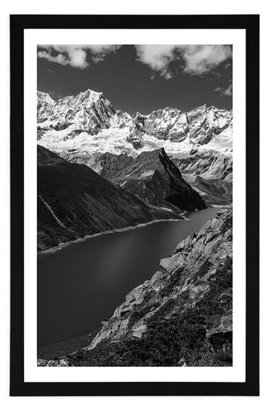 Plakat s paspartuom nacionalni park Patagonija u Argentini u crno-bijelom dizajnu