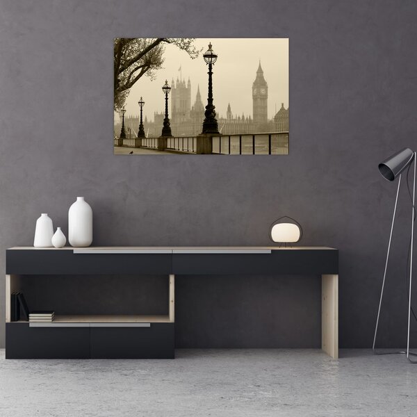 Slika - London v megli, Anglija (90x60 cm)
