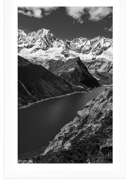 Plakat s paspartuom nacionalni park Patagonija u Argentini u crno-bijelom dizajnu