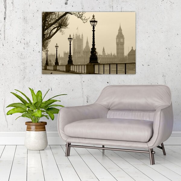 Slika - London v megli, Anglija (90x60 cm)