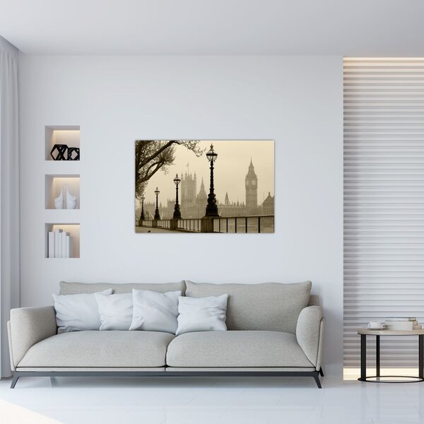 Slika - London v megli, Anglija (90x60 cm)