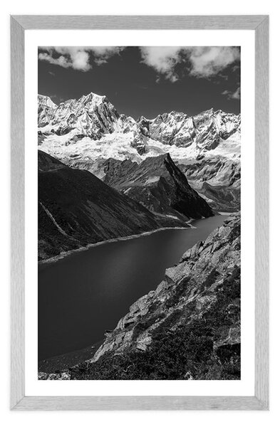 Plakat s paspartuom nacionalni park Patagonija u Argentini u crno-bijelom dizajnu