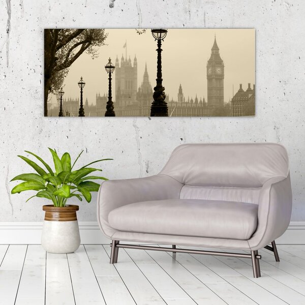 Slika - London v megli, Anglija (120x50 cm)