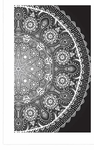 Plakat s paspartuom ukrasna Mandala s čipkom u crno-bijelom dizajnu