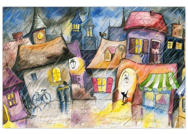 Slika - Deževen večer (90x60 cm)