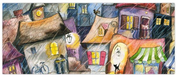 Slika - Deževen večer (120x50 cm)