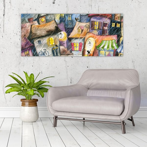 Slika - Deževen večer (120x50 cm)