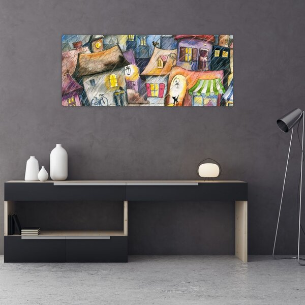 Slika - Deževen večer (120x50 cm)