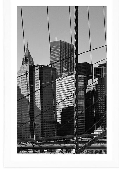 Plakat s paspartuom Manhattan u crno-bijelom dizajnu