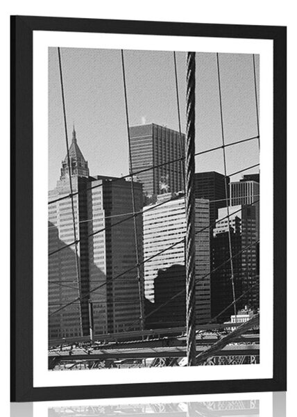 Plakat s paspartuom Manhattan u crno-bijelom dizajnu