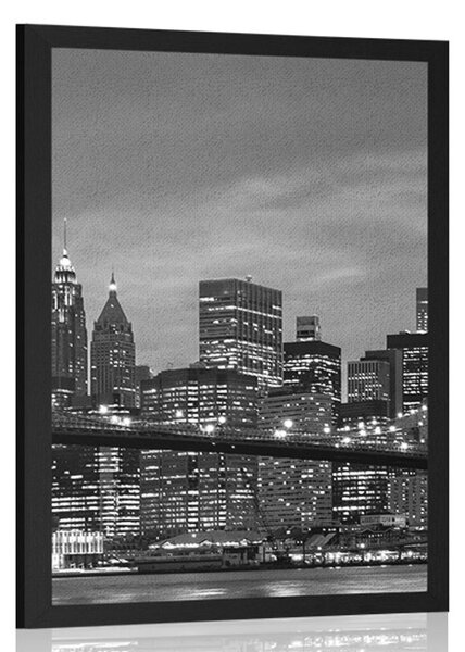 Plakat crno-bijeli most u Brooklynu