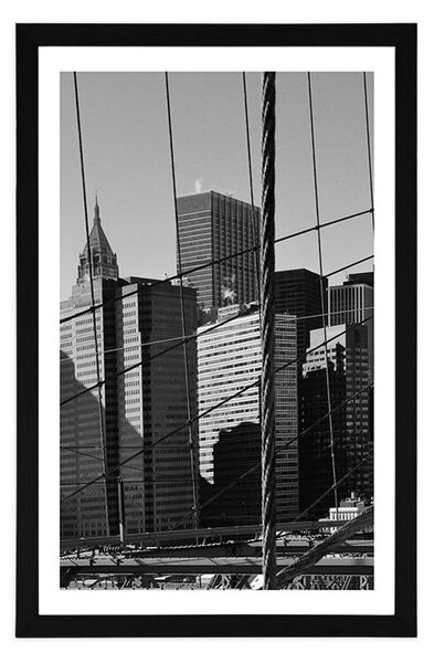 Plakat s paspartuom Manhattan u crno-bijelom dizajnu