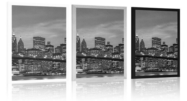 Plakat crno-bijeli most u Brooklynu