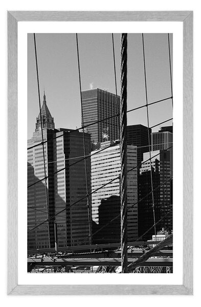 Plakat s paspartuom Manhattan u crno-bijelom dizajnu