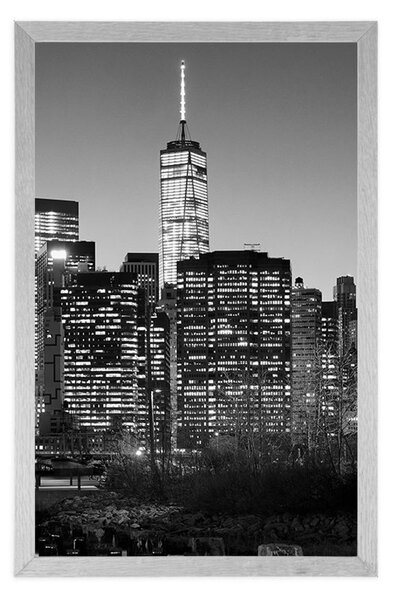 Plakat centar New Yorka u crno-bijelom dizajnu