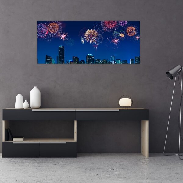 Slika - Ognjemet v Miamiju (120x50 cm)