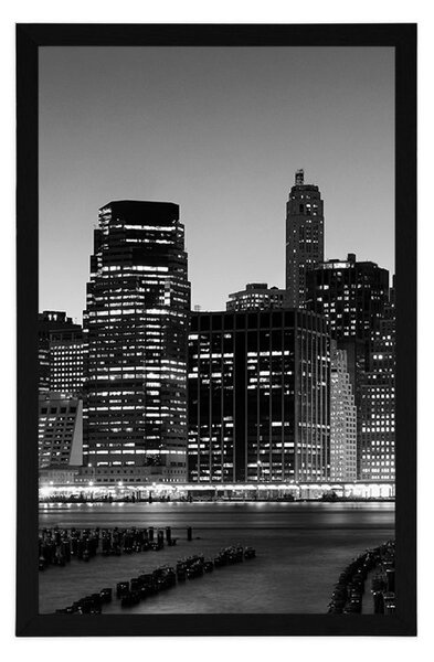 Plakat noćni New York u crno-bijelom dizajnu