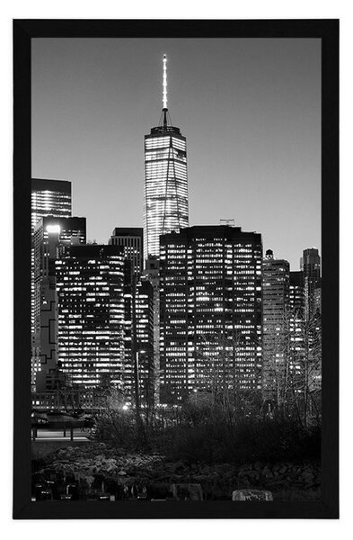 Plakat centar New Yorka u crno-bijelom dizajnu