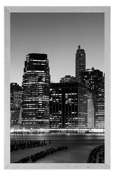 Plakat noćni New York u crno-bijelom dizajnu