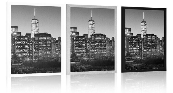 Plakat centar New Yorka u crno-bijelom dizajnu