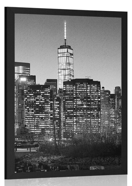 Plakat centar New Yorka u crno-bijelom dizajnu