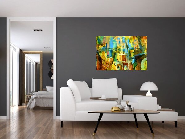Slika - Arhitektura, kubistična abstrakcija (90x60 cm)