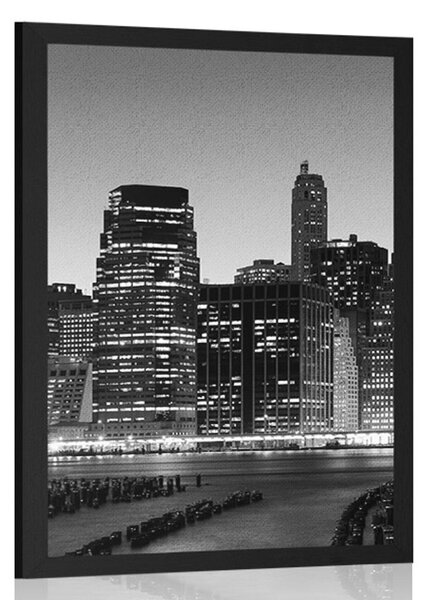 Plakat noćni New York u crno-bijelom dizajnu
