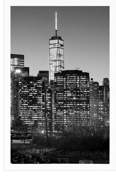 Plakat centar New Yorka u crno-bijelom dizajnu