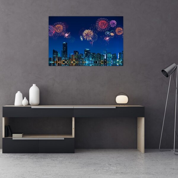 Slika - Ognjemet v Miamiju (90x60 cm)