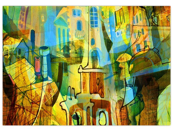 Slika - Arhitektura, kubistična abstrakcija (70x50 cm)