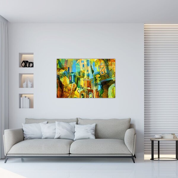 Slika - Arhitektura, kubistična abstrakcija (90x60 cm)