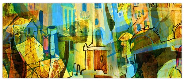 Slika - Arhitektura, kubistična abstrakcija (120x50 cm)