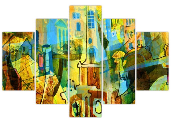 Slika - Arhitektura, kubistična abstrakcija (150x105 cm)