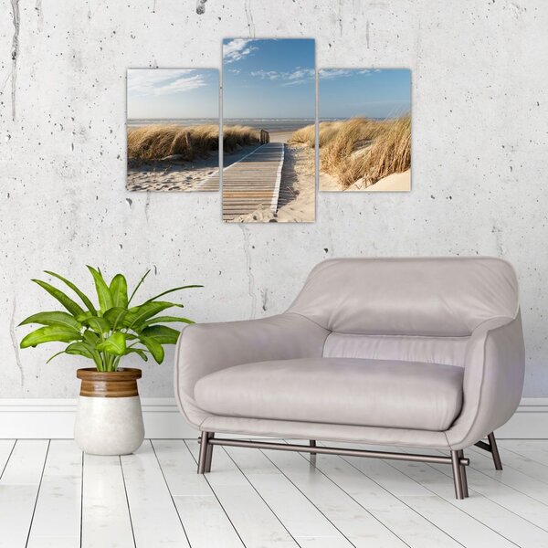 Slika - Peščena plaža na otoku Langeoog, Nemčija (90x60 cm)
