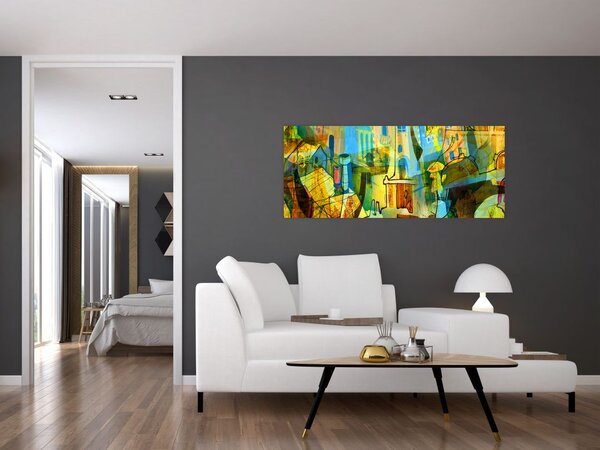 Slika - Arhitektura, kubistična abstrakcija (120x50 cm)