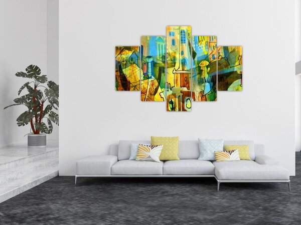 Slika - Arhitektura, kubistična abstrakcija (150x105 cm)
