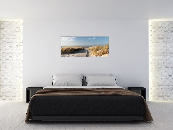 Slika - Peščena plaža na otoku Langeoog, Nemčija (120x50 cm)