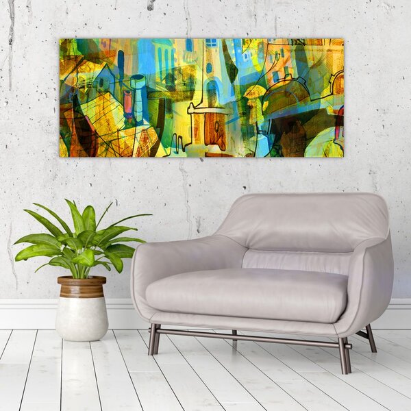 Slika - Arhitektura, kubistična abstrakcija (120x50 cm)
