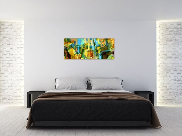 Slika - Arhitektura, kubistična abstrakcija (120x50 cm)