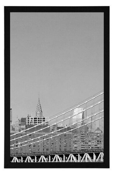 Plakat neboderi u New Yorku u crno-bijelom dizajnu