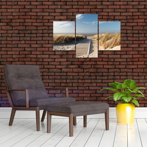 Slika - Peščena plaža na otoku Langeoog, Nemčija (90x60 cm)