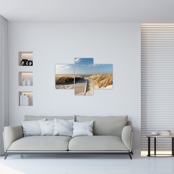 Slika - Peščena plaža na otoku Langeoog, Nemčija (90x60 cm)