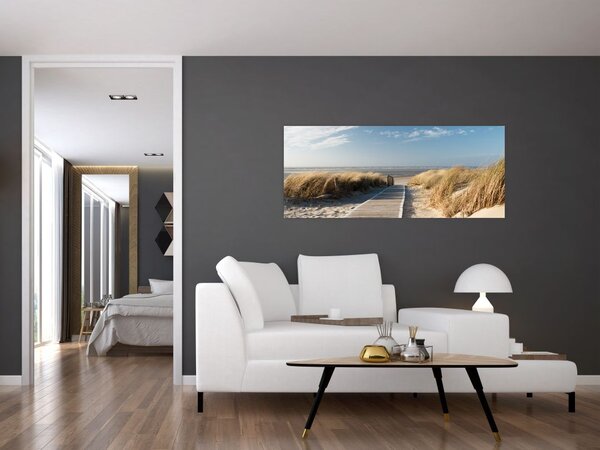 Slika - Peščena plaža na otoku Langeoog, Nemčija (120x50 cm)