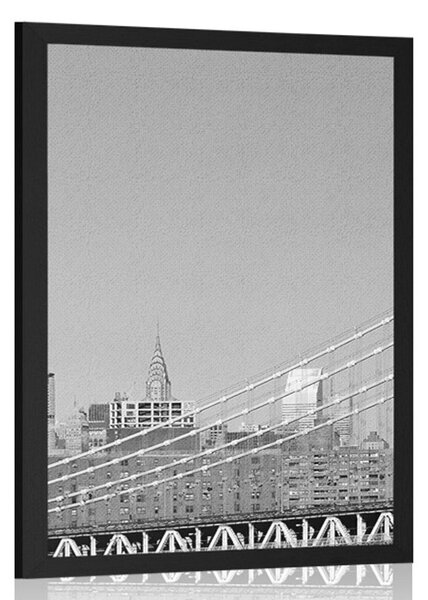 Plakat neboderi u New Yorku u crno-bijelom dizajnu