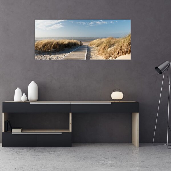 Slika - Peščena plaža na otoku Langeoog, Nemčija (120x50 cm)