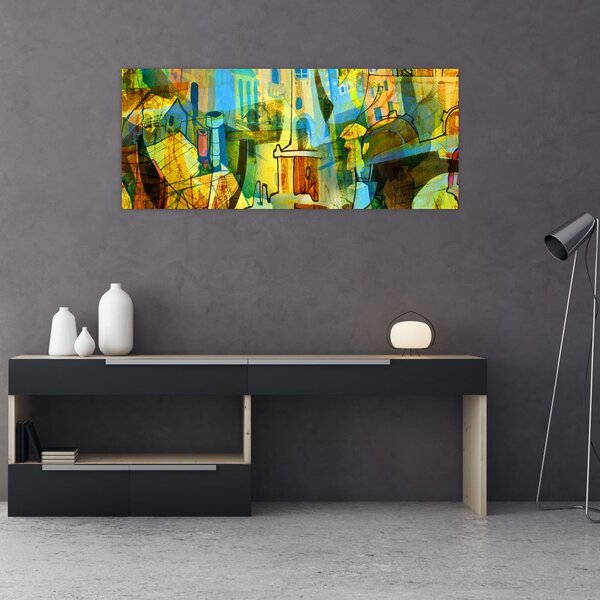 Slika - Arhitektura, kubistična abstrakcija (120x50 cm)